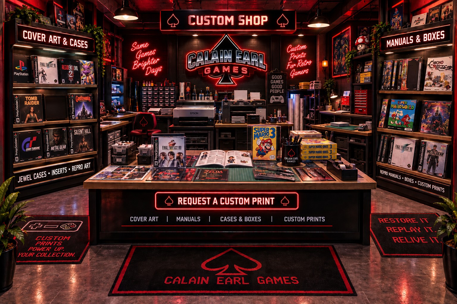 Calain Earl Games Custom Shop for cover art, manuals, cases, boxes, and custom prints
